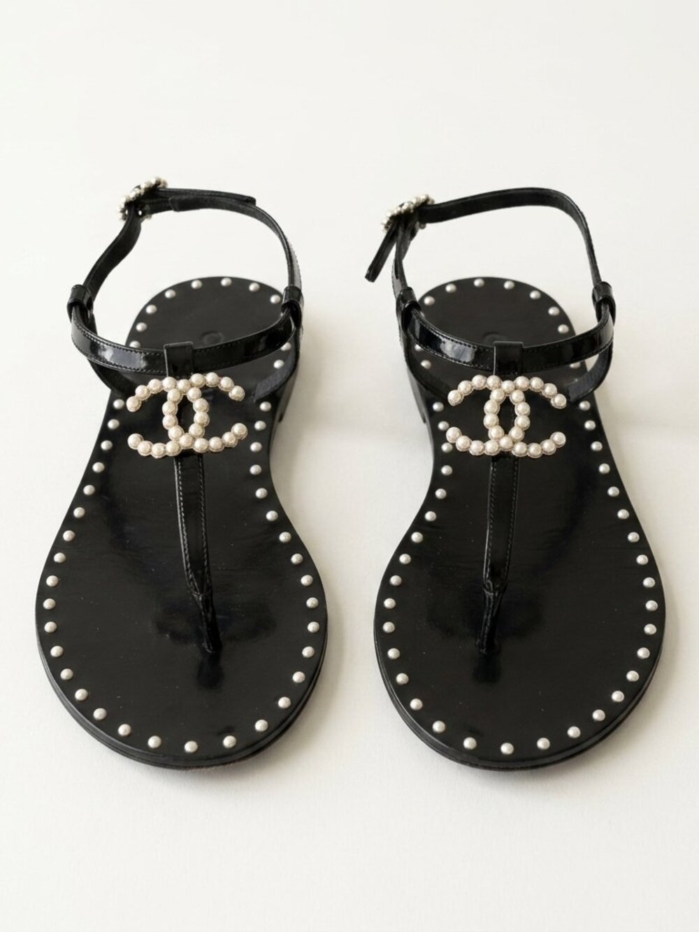 Chanel Pearl CC T-Strap Scandal Black EU 36.5C